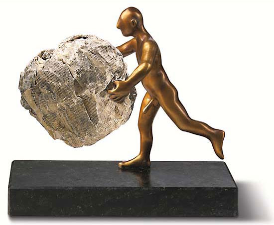 Skulptur "Nachrichtenüberbringer", Version in Metallguss von Julius Thomas Tamar