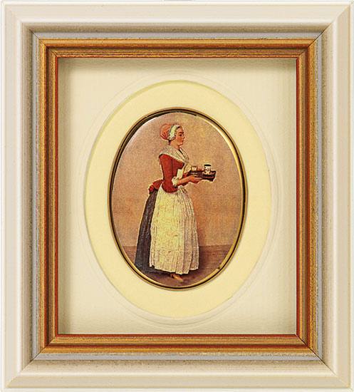 Miniatur-Porzellanbild "Schokoladenmädchen" (1743-45), gerahmt von Jean-Étienne Liotard