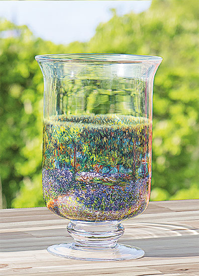 Table lantern / vase "Iris Bed", glass by Claude Monet