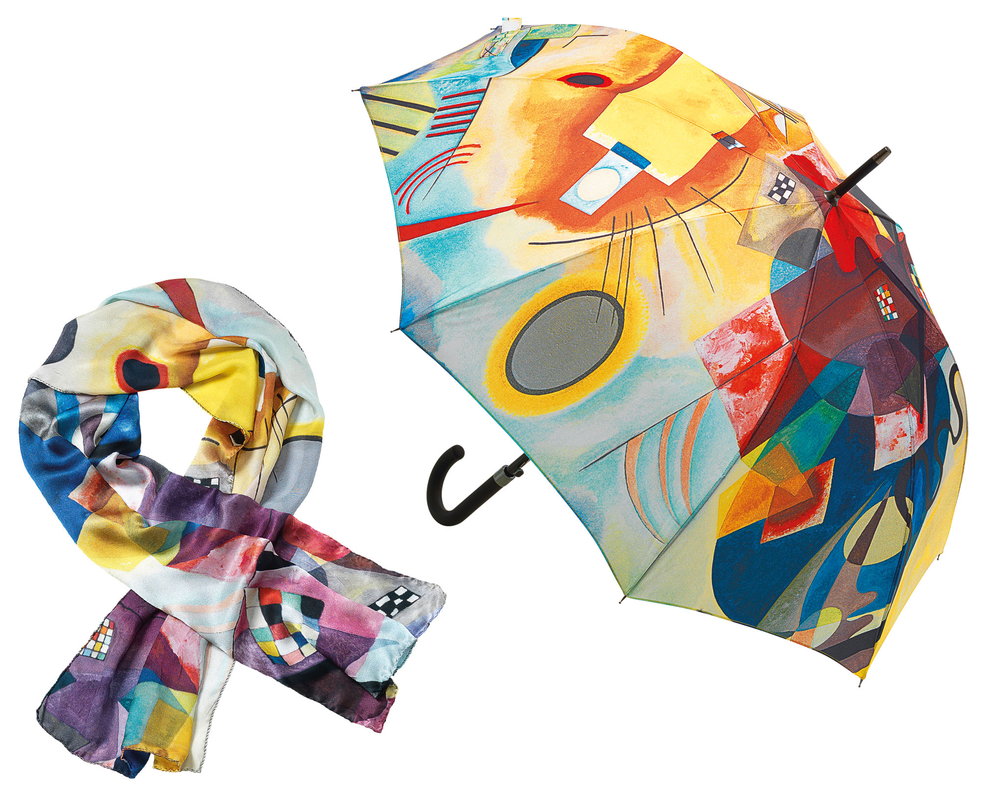 Silk scarf and stick umbrella "Yellow - Red - Blue" (1925) as a set by Wassily Kandinsky