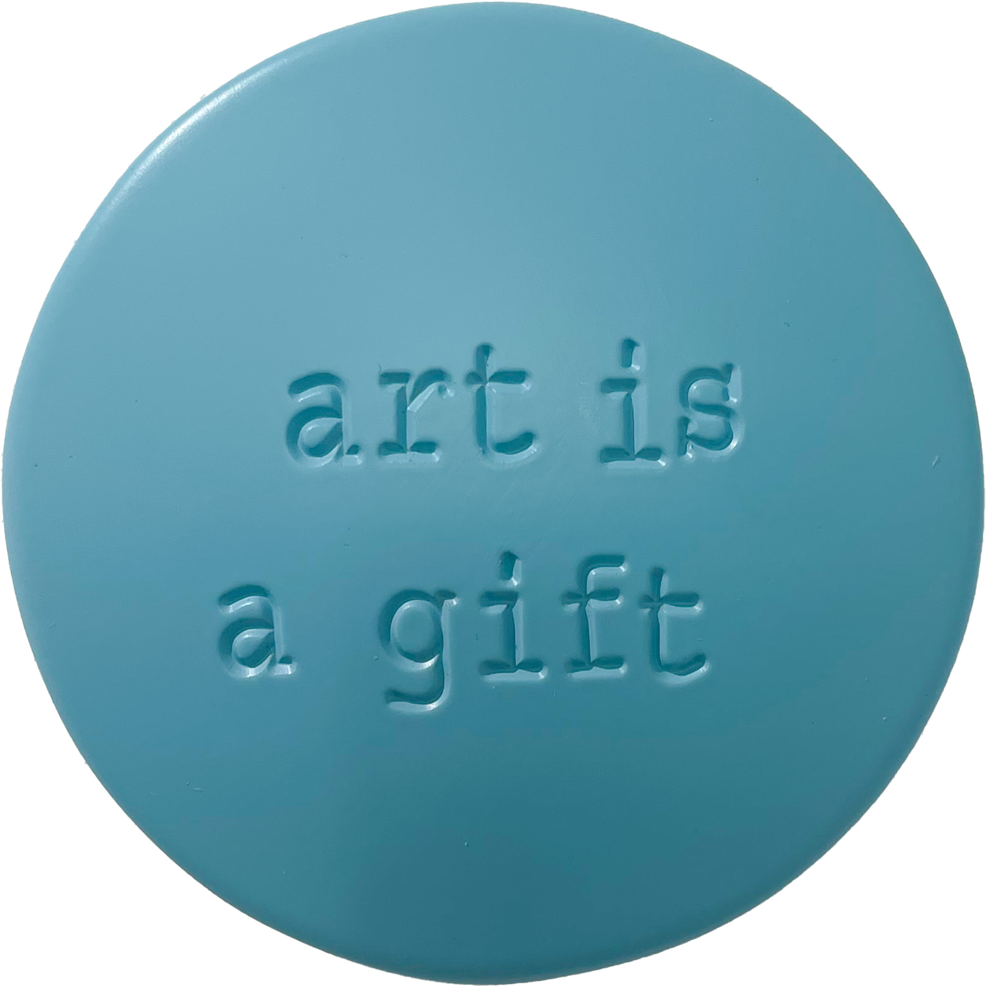 Jan M. Petersen: Skulptur ‚Lovepill (art is a gift) petrol‘ (2025) (Unikat)