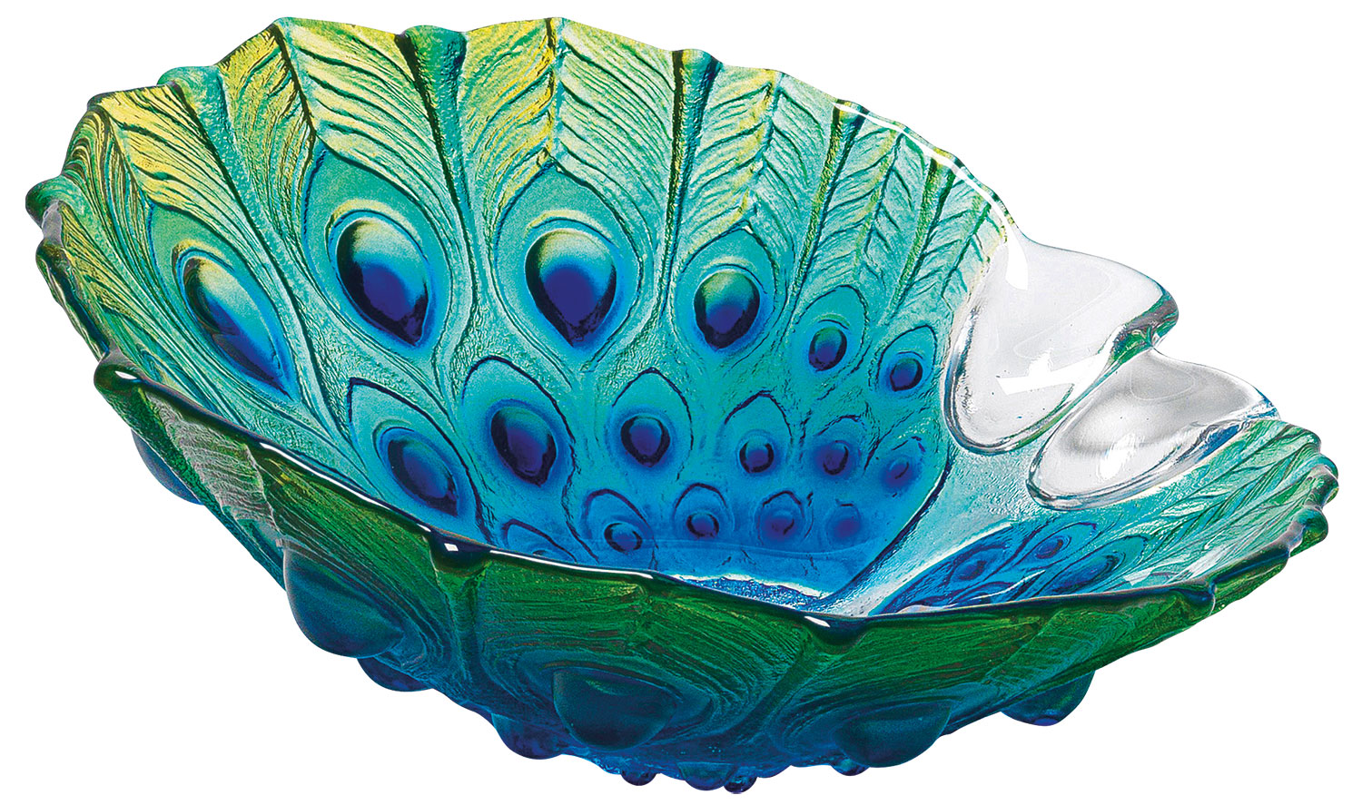 Glass bowl "Peacock" (small, Ø approx. 20 cm) by Mats Jonasson