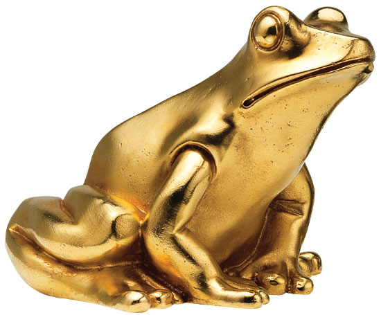 Sculpture "Frog Prince", gold-plated version by Ottmar Hörl