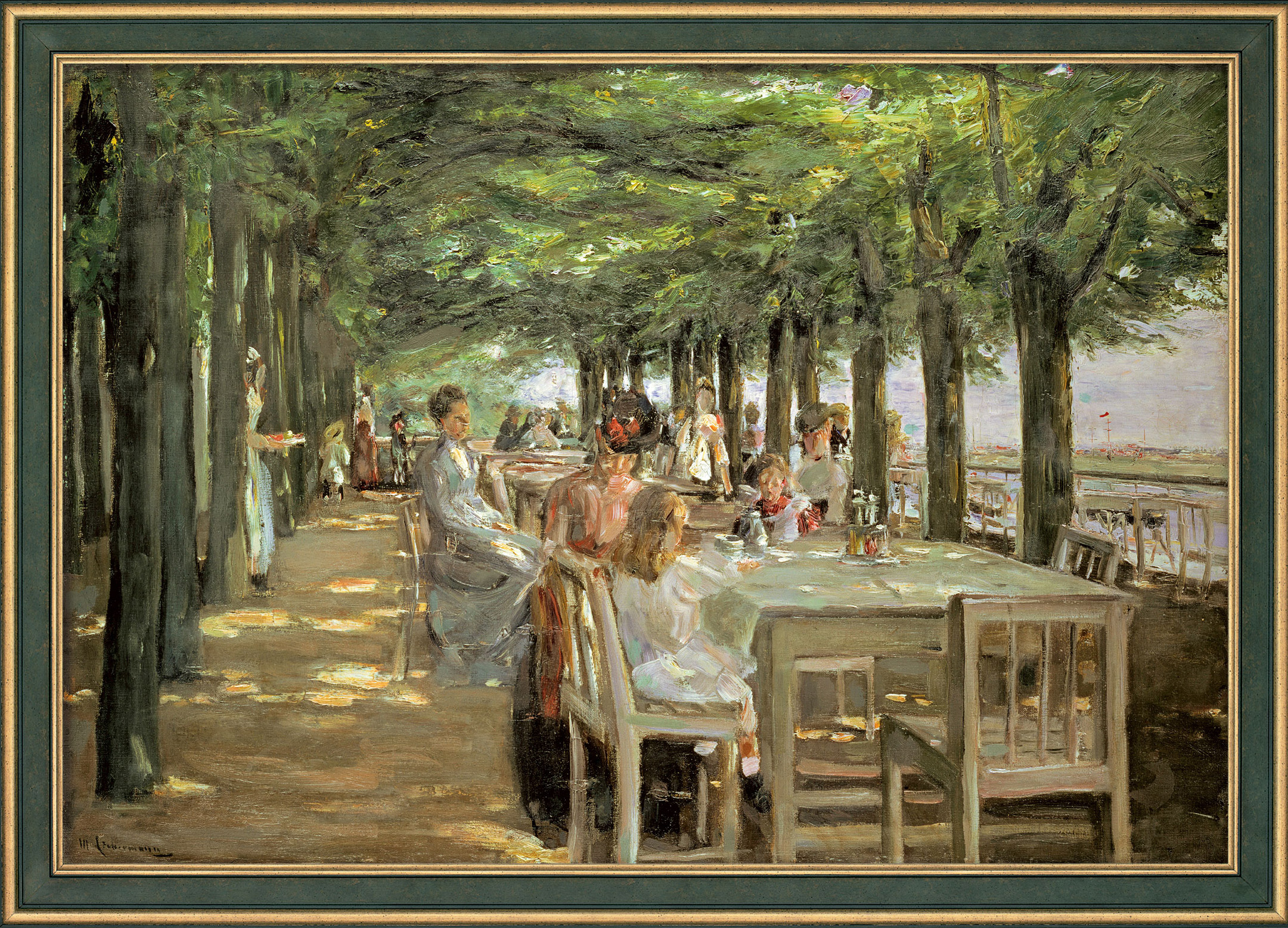 Bild "Terrasse im Restaurant Jacob" (1902-03), gerahmt von Max Liebermann