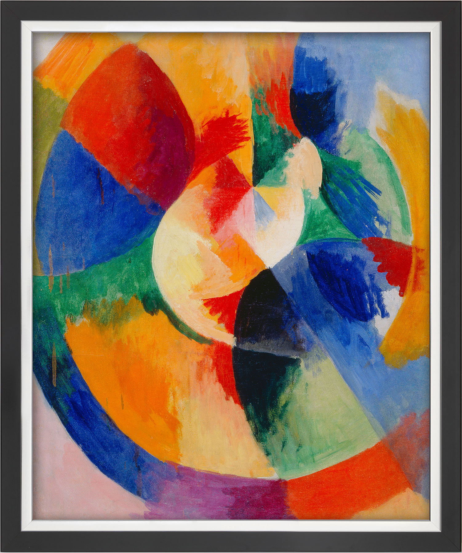 Bild "Kreisformen, Sonne (Formes circulaires, soleil)" (1912/13), gerahmt von Robert Delaunay