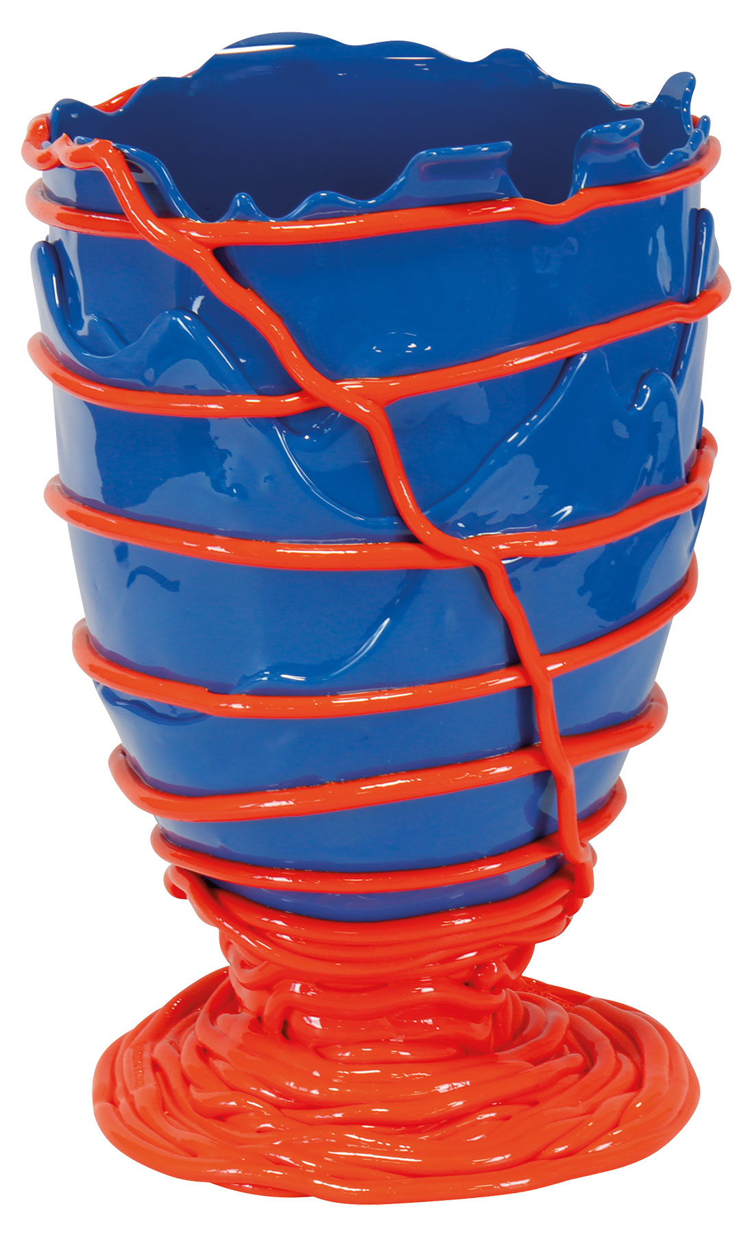 Vase "Pompitu II blau-orange", Silikon von Gaetano Pesce