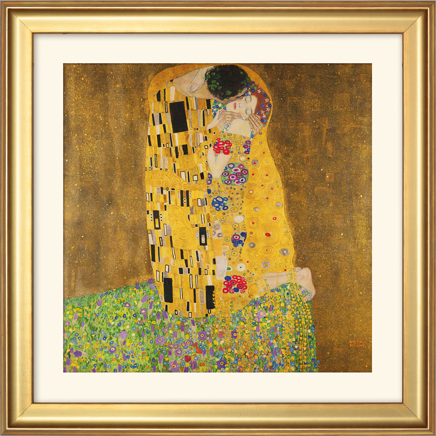 Bild "Der Kuss" (1907-08), gerahmt by Gustav Klimt