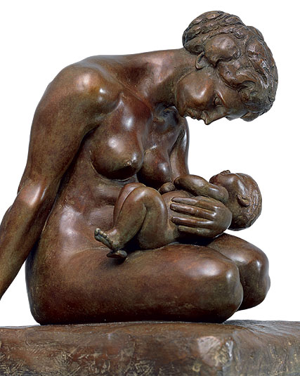 Skulptur "Mutter mit Kind" (1907), Version in Bronze von Wilhelm Lehmbruck