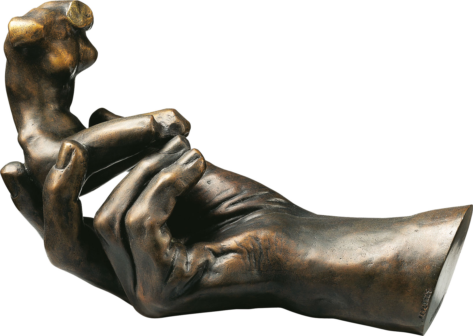 Skulptur "Die Hand Gottes" (1917), Version in Bronze von Auguste Rodin