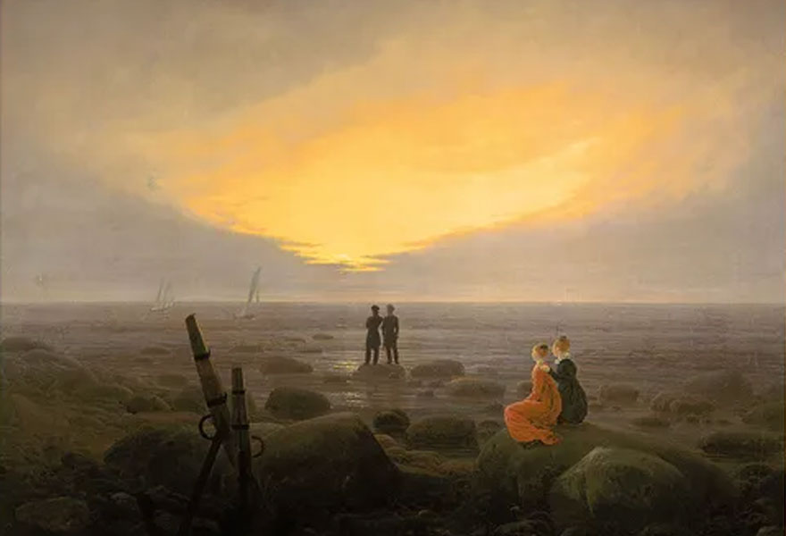 Image 'Lever de lune sur la mer' de Caspar David Friedrich
