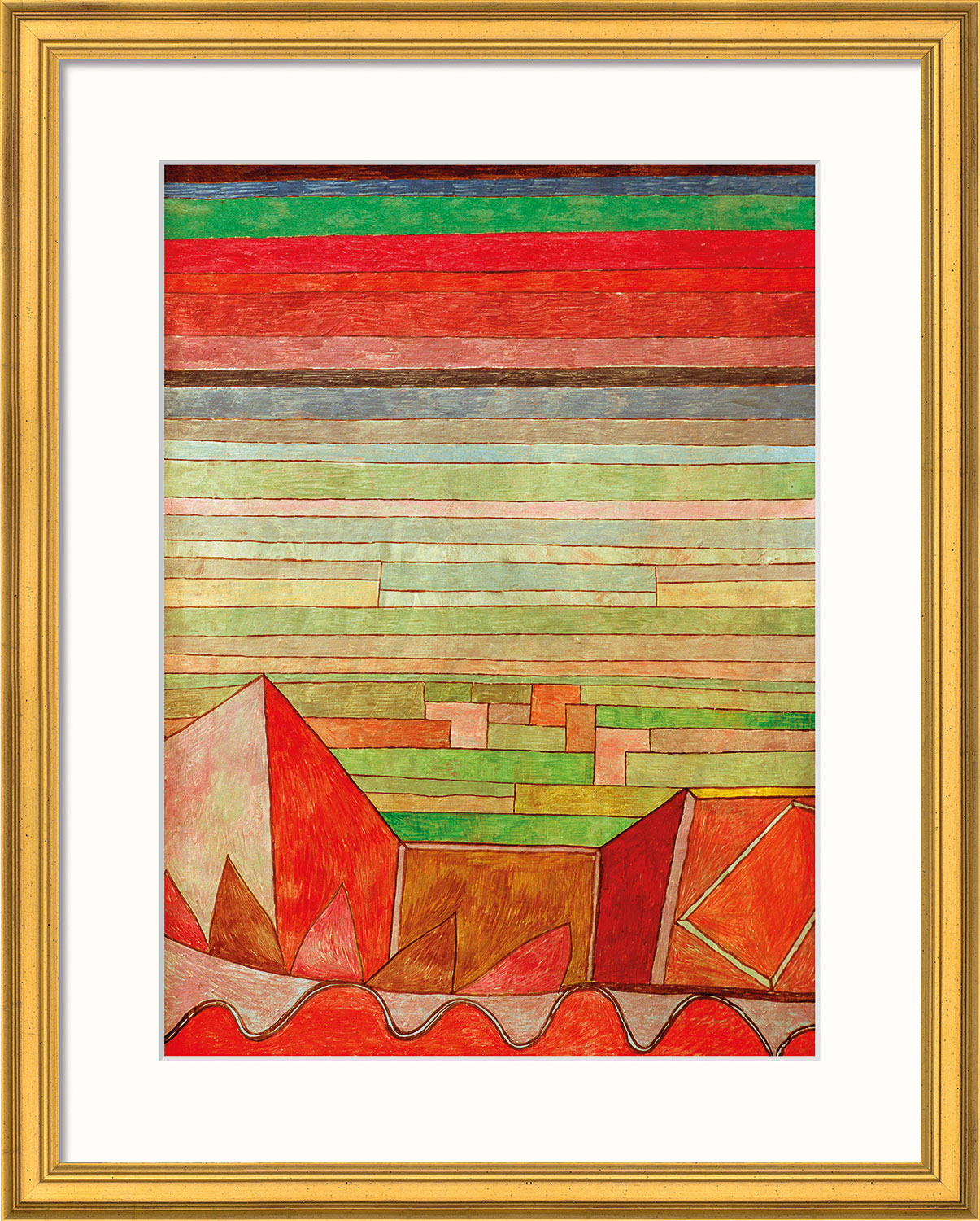 Bild "Blick in das Fruchtland" (1932), gerahmt von Paul Klee