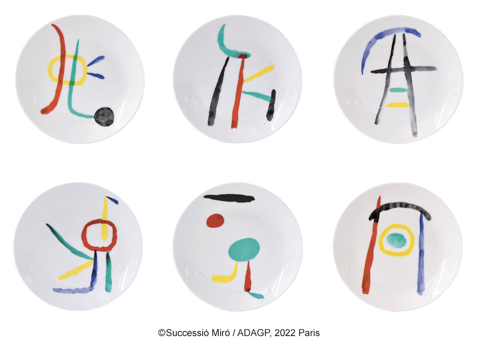 Set von 6 Brot- und Butter Tellern - von Bernardaud von Joan Miró