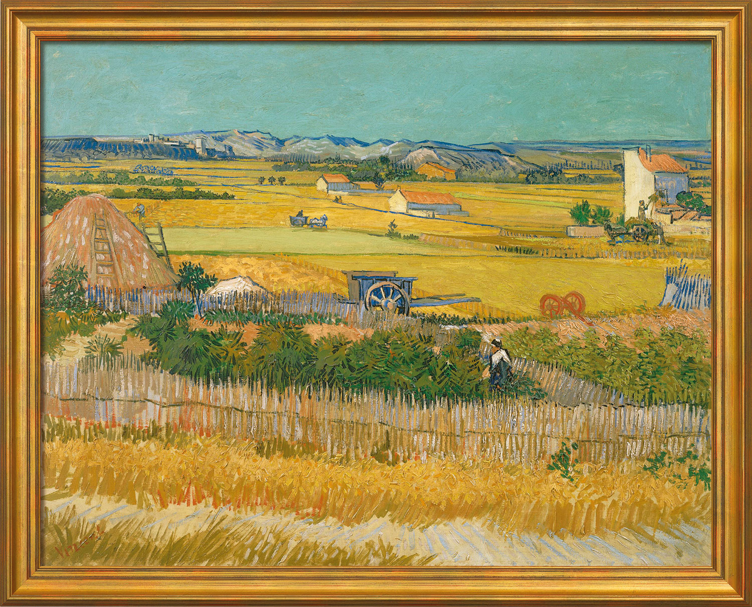 Bild "Die Ernte" (1888), gerahmt von Vincent van Gogh