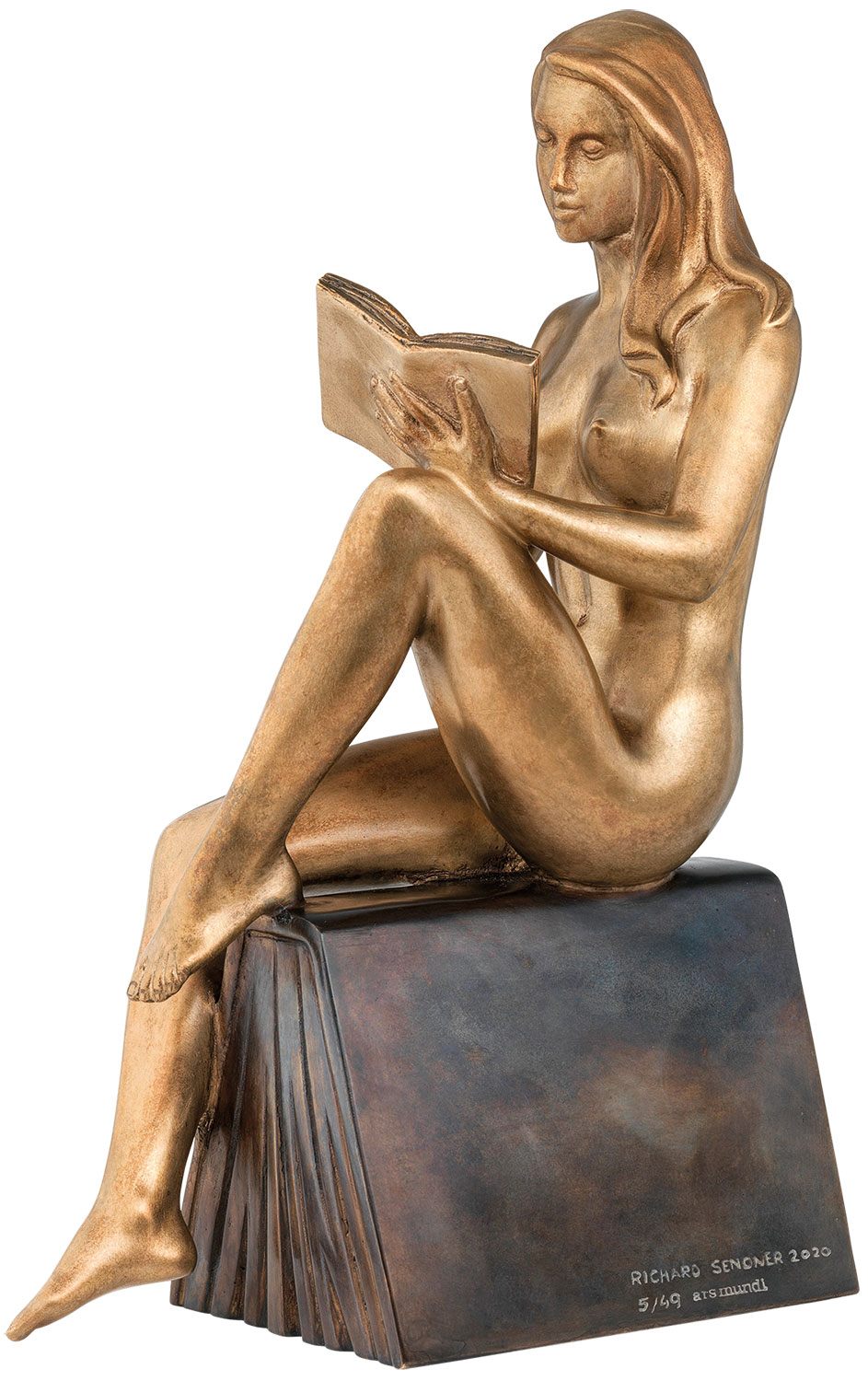 Sculpture "Reading Woman", bronze by Richard Senoner