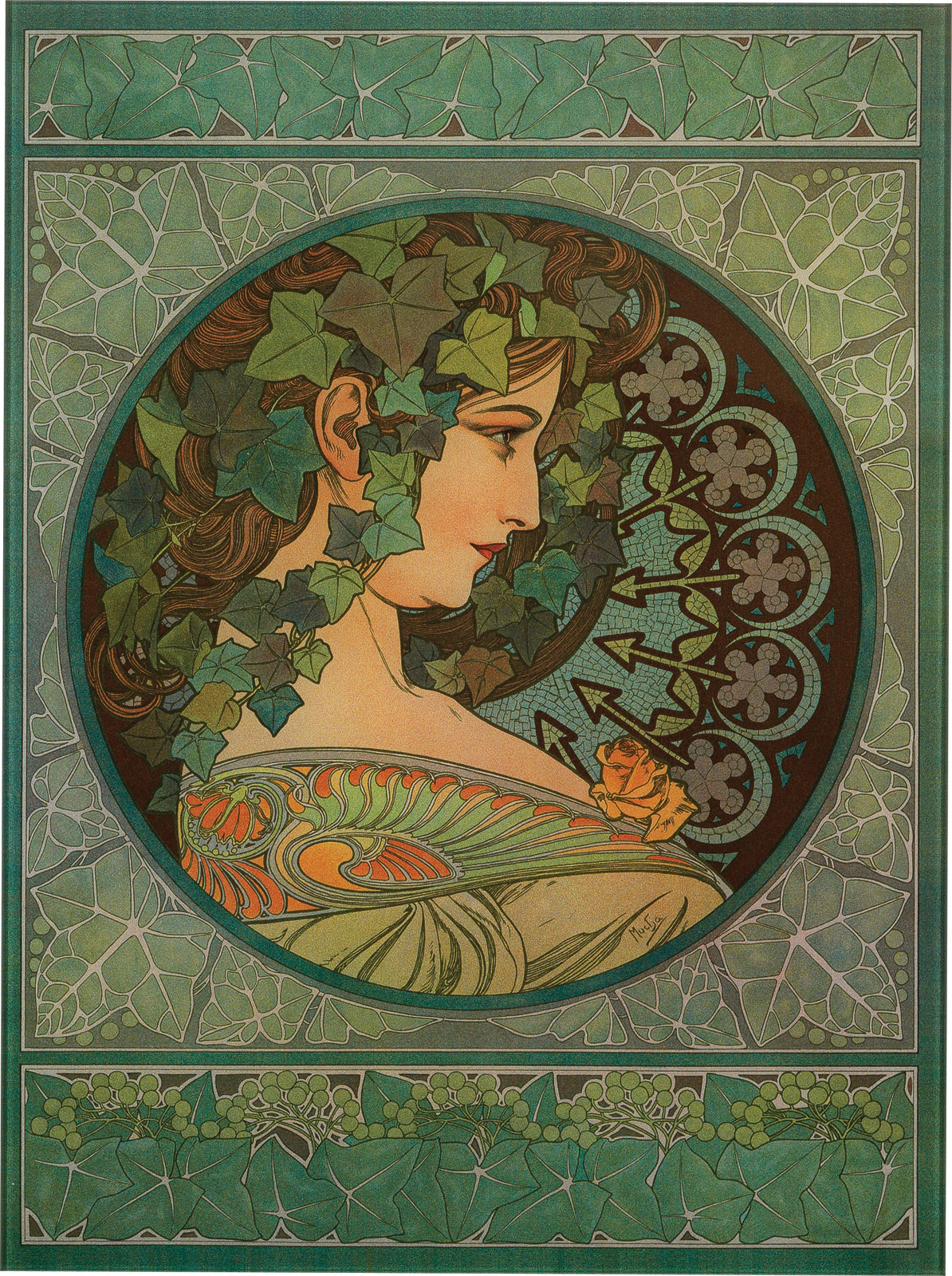 Glasbild "Efeu" (1901) by Alphonse Mucha