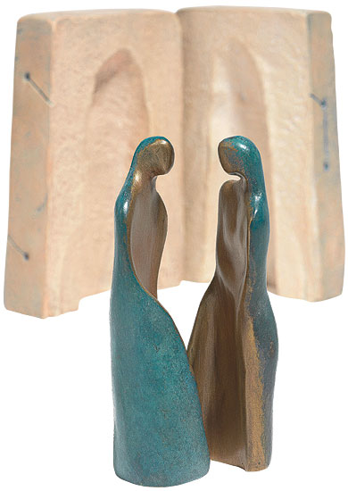 Skulpturengruppe "Beziehungskiste", Bronze und Steinguss