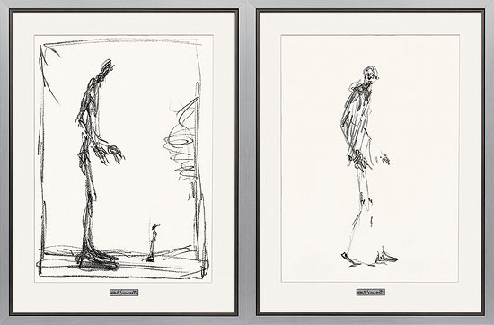 2 Bilder "Dessin I (Groß und Klein) + II (Schreitender Mann)" im Set von Alberto Giacometti