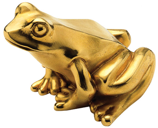 Sculpture "Frog Prince", gold-plated version by Ottmar Hörl
