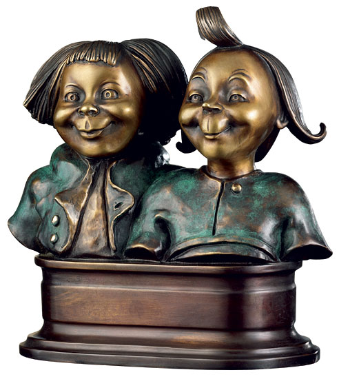 Sculpture "Max and Moritz", bonded bronze version by Wilhelm Busch