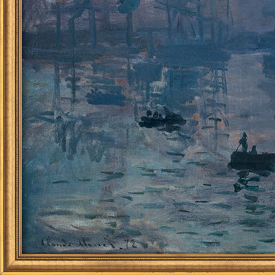 Bild "Impression, Sonnenaufgang" (1873), gerahmt von Claude Monet