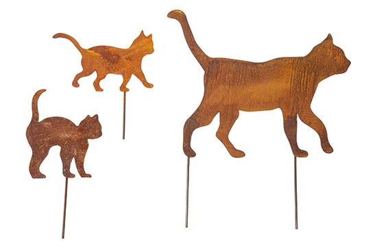 Garden stake "Cat Family", set of 3