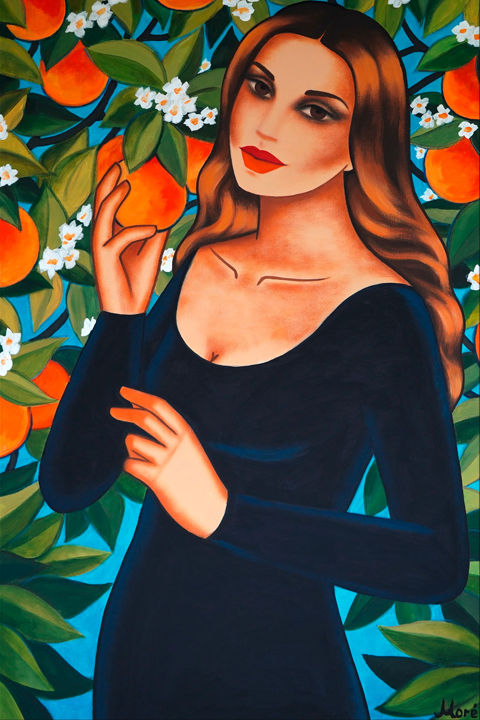 Bild "Orangengarten" (2022) (Original / Unikat), auf Keilrahmen von Ekaterina Moré