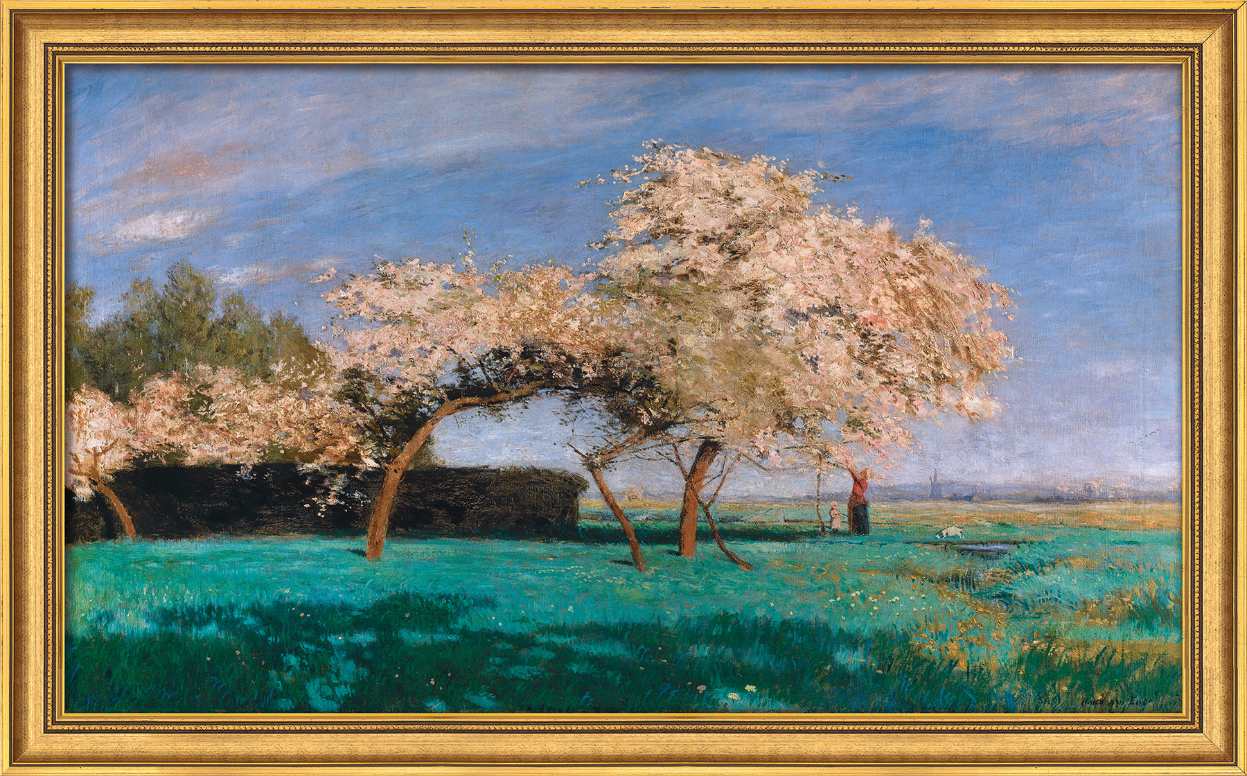 Picture "Spring Day" (1897/98), golden framed version by Hans am Ende