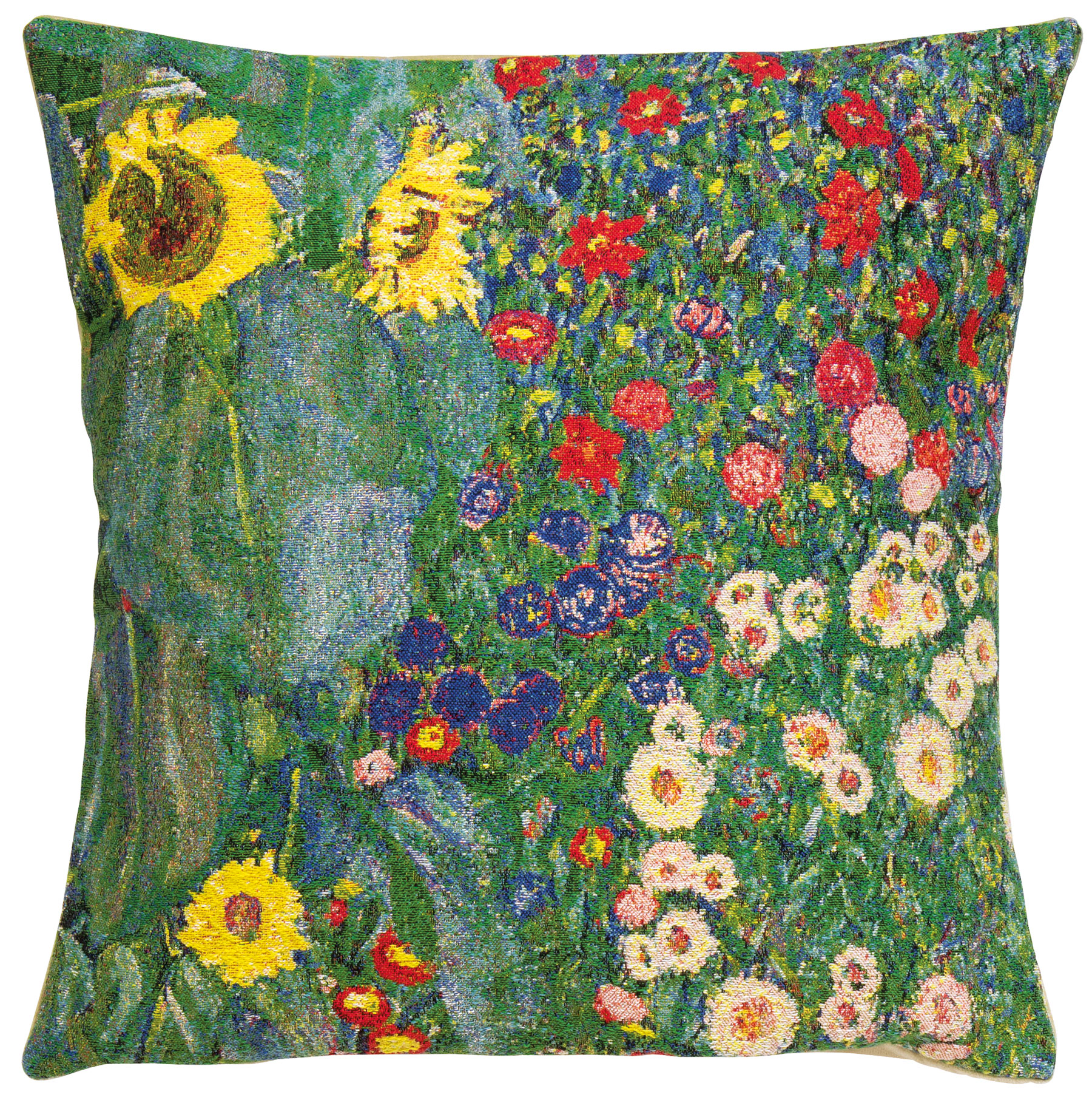 Kissenhülle "Bauerngarten mit Sonnenblumen" von Gustav Klimt