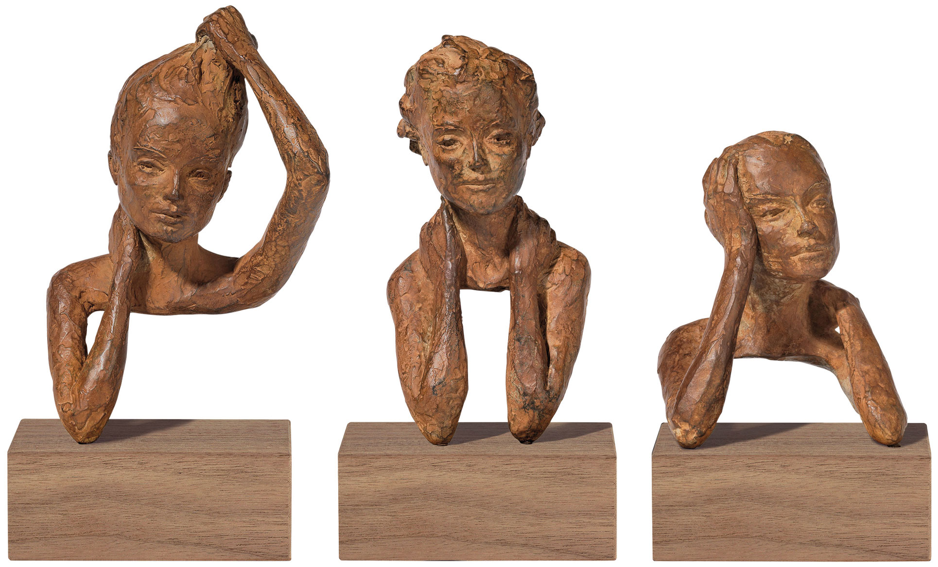 3 Skulpturen "Emotionen" im Set, Bronze von Valerie Otte