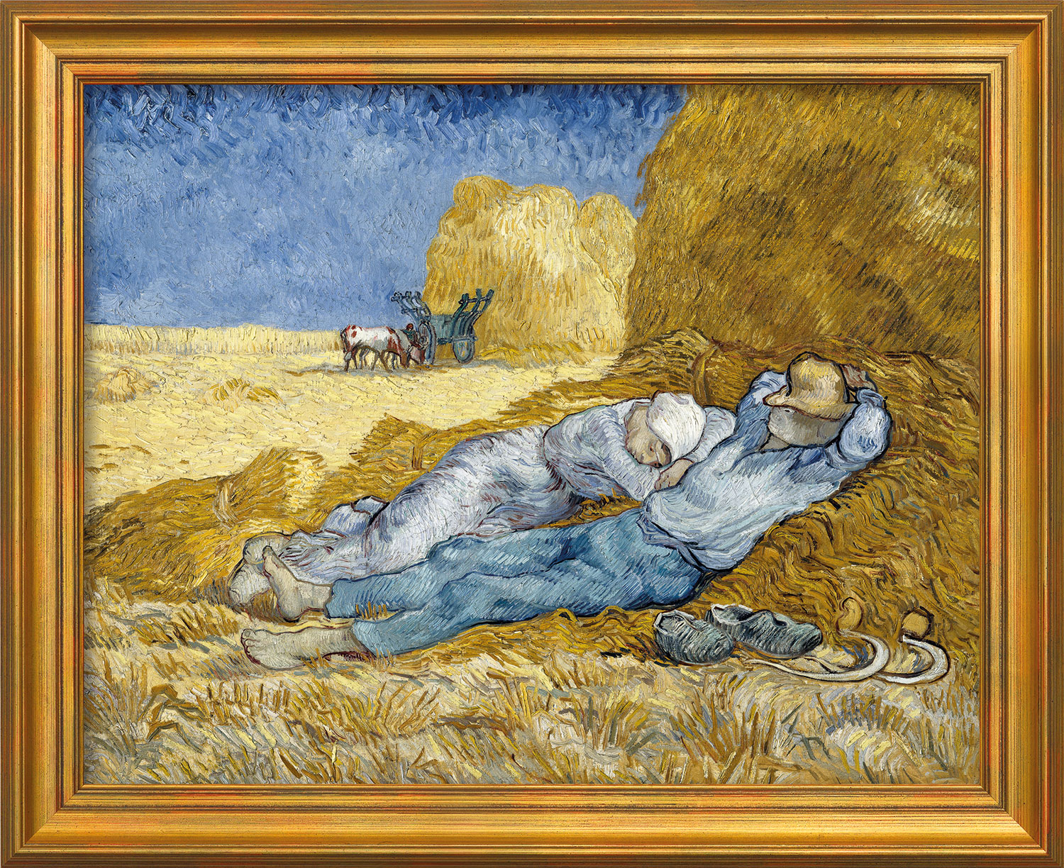 Bild "Mittagsrast" (1889/1890), gerahmt von Vincent van Gogh