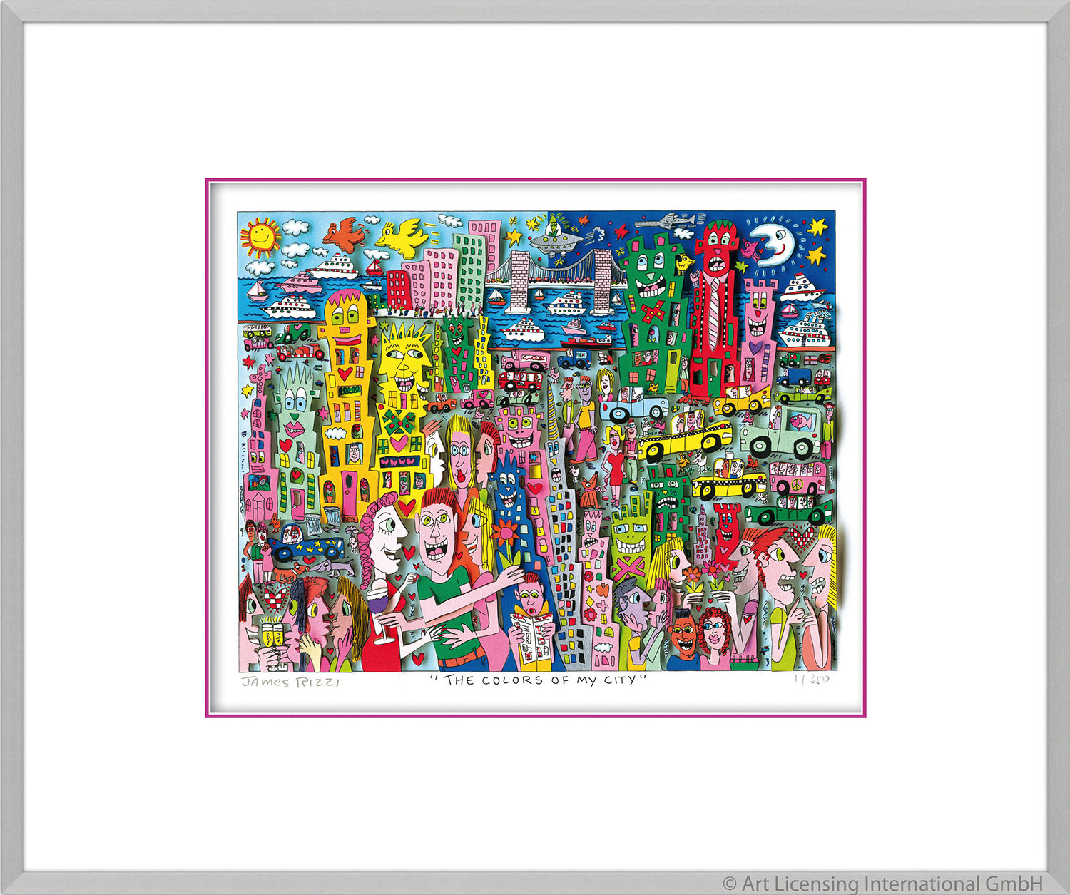 3D Picture "The Colors of my City" (2017), framed by James Rizzi