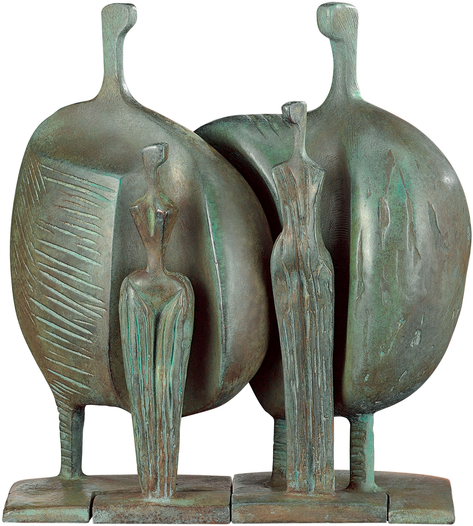 Skulpturengruppe "La Familia", Version in Bronze von Itzik Benshalom