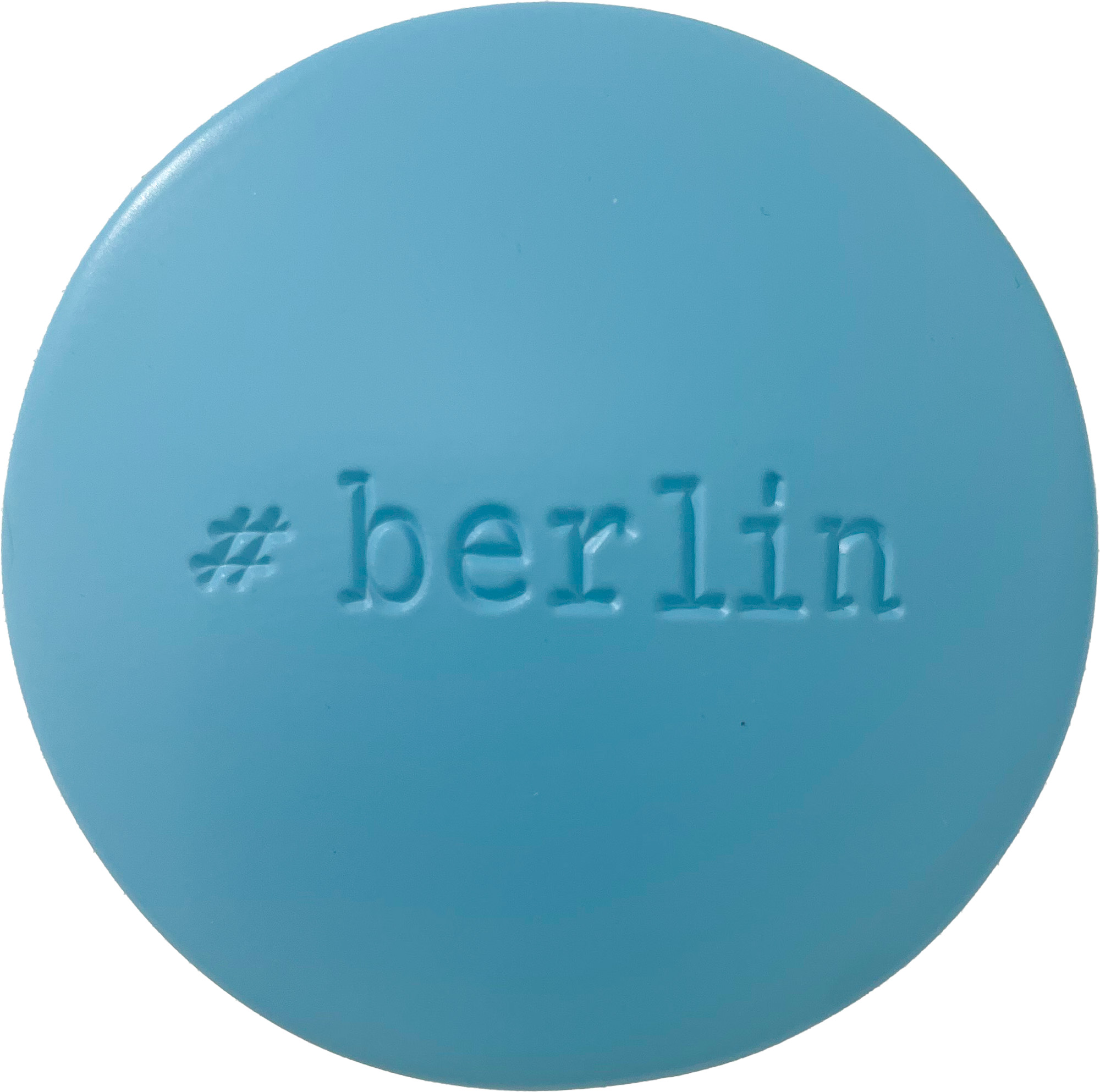 Jan M. Petersen: Skulptur ‚Lovepill (# berlin) hellblau‘ (2025) (Unikat)