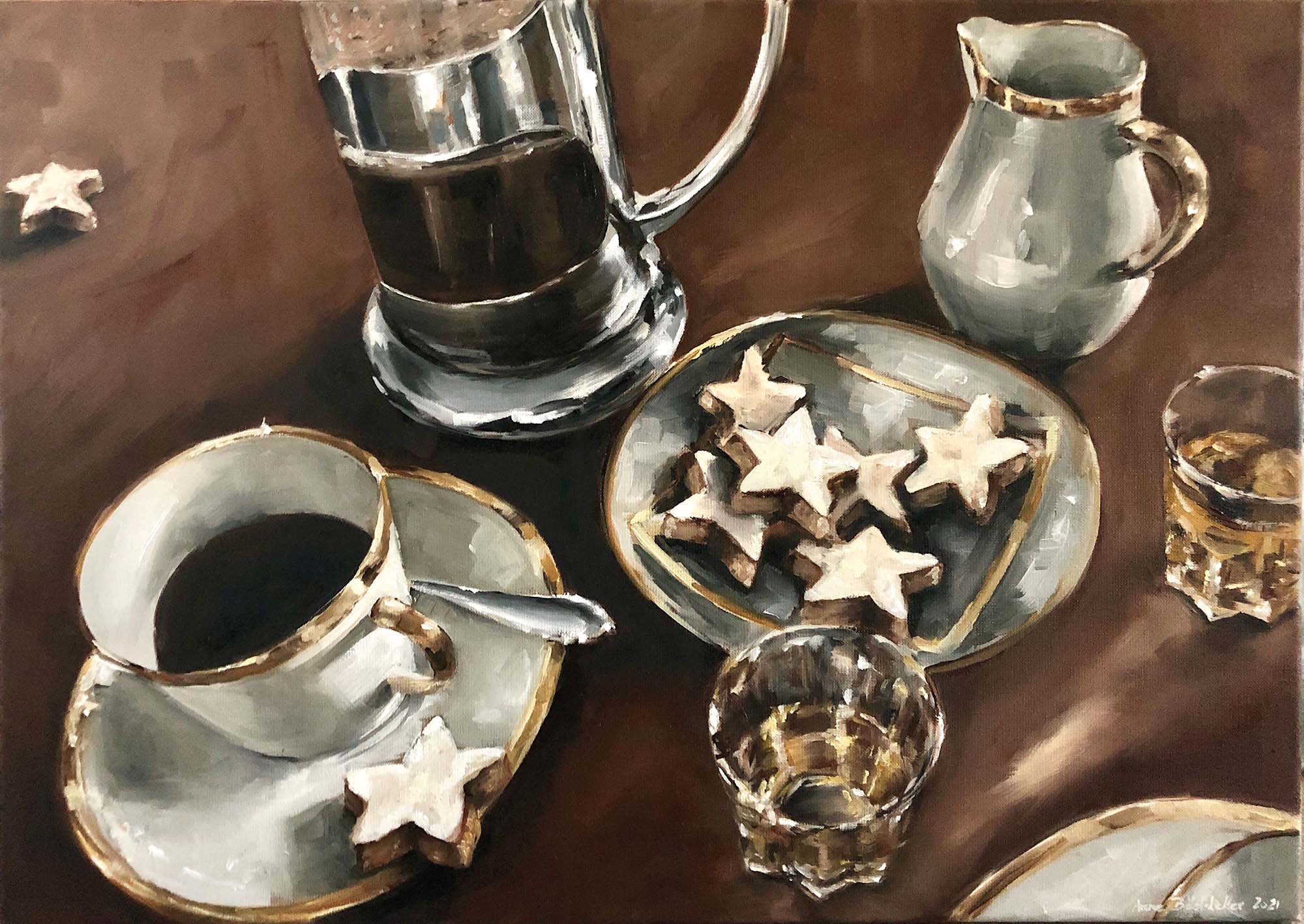 Bild "Stars and Coffee aus der Serie: "Dinner for One" (2021) (Unikat) von Anne Böddeker