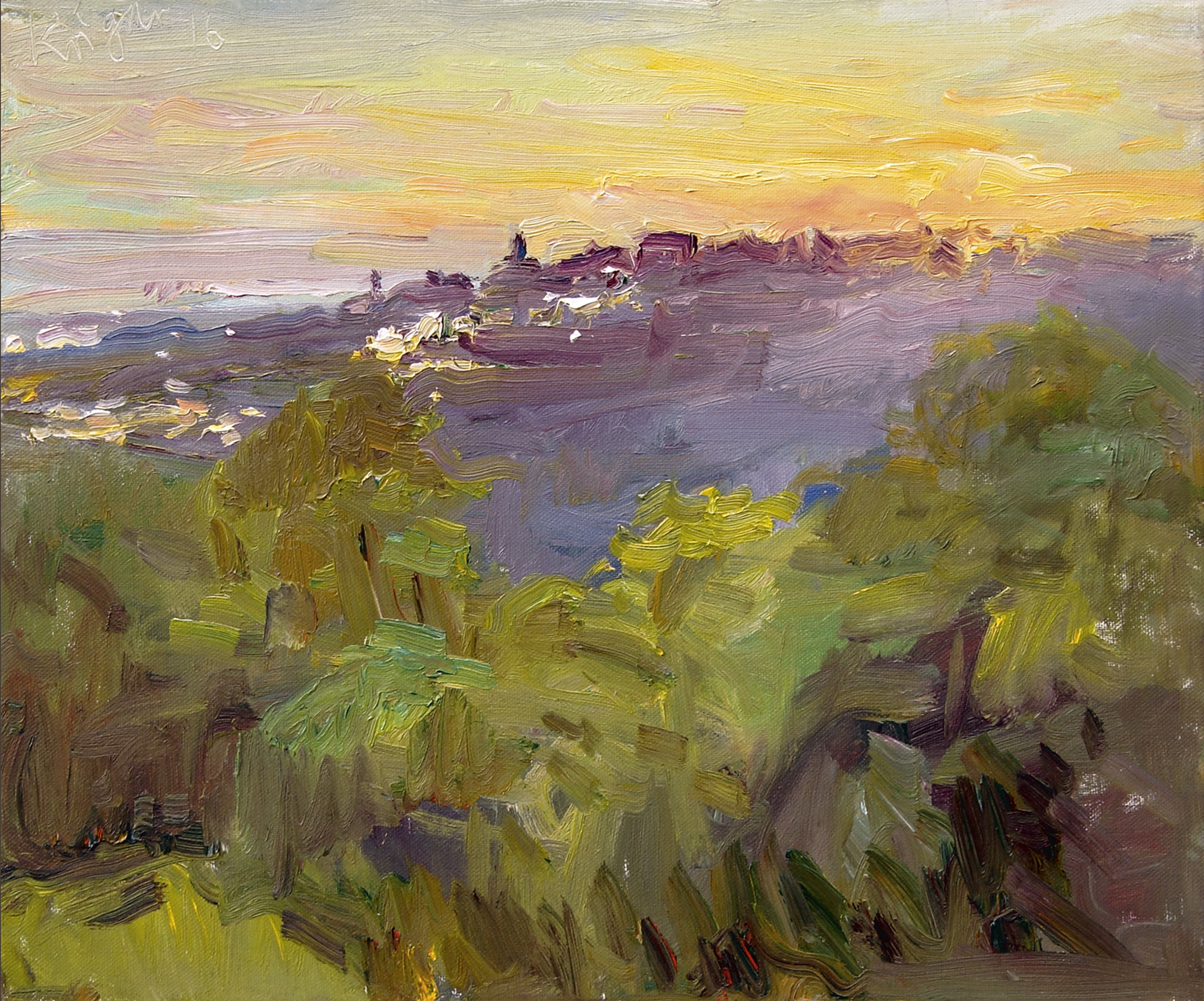 André Krigar: Bild ‚Sonnenuntergang in der Campagna‘ (2016) (Unikat)