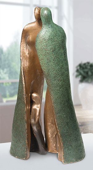 3-teilige Skulptur "Familie", Bronze