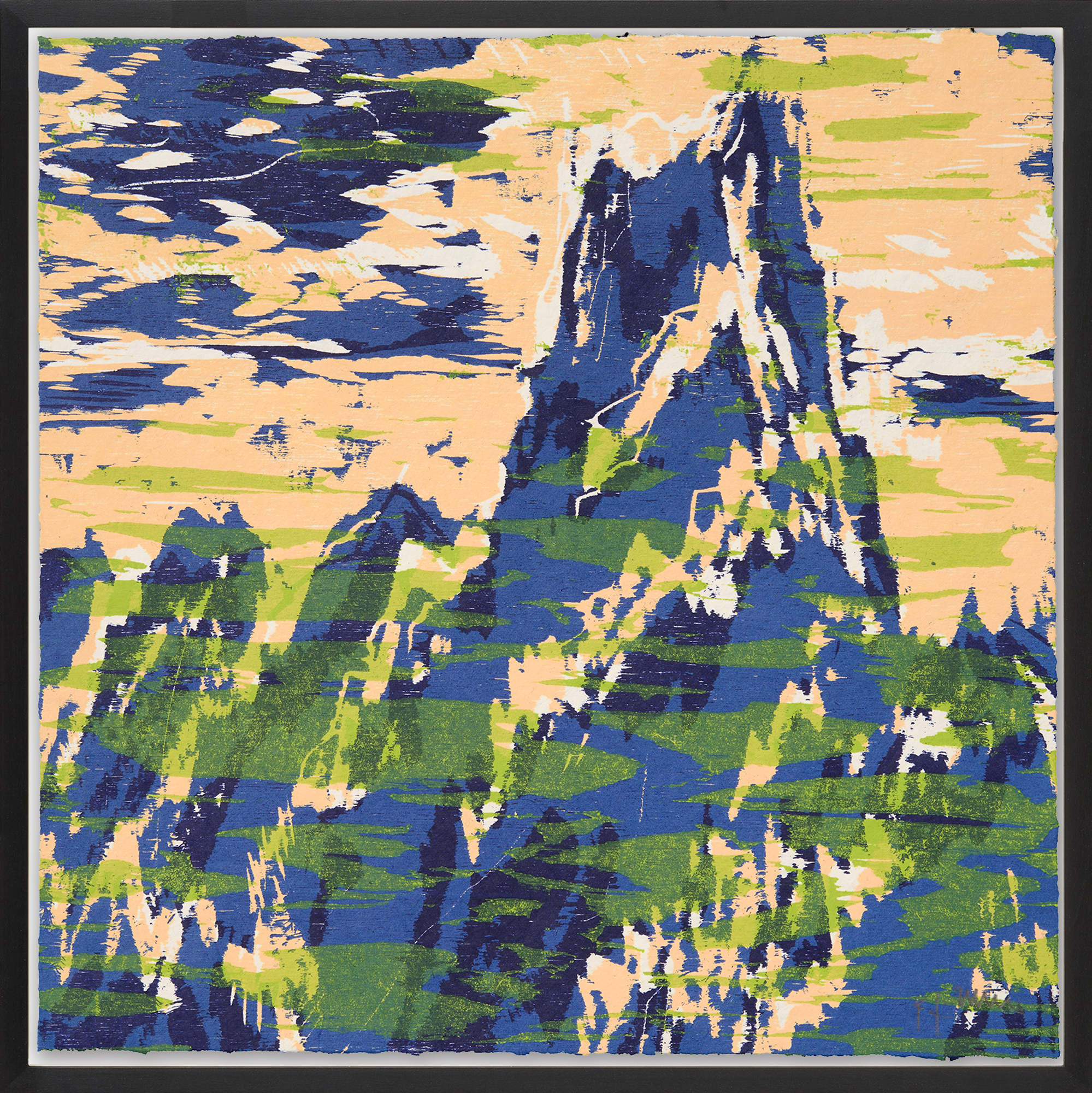 Bernd Zimmer: Bild ‚Tinzenhorn (creme/blau)‘ (2015/19) (Unikat)