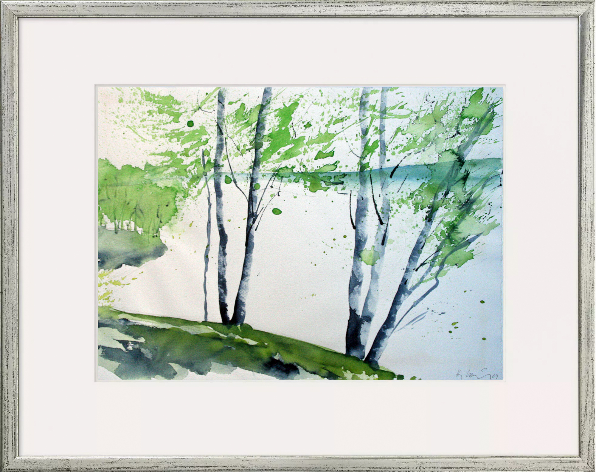 Hans-Jürgen Gaudeck: Bild ‚Birken am Fluss‘ (2009) (Unikat)