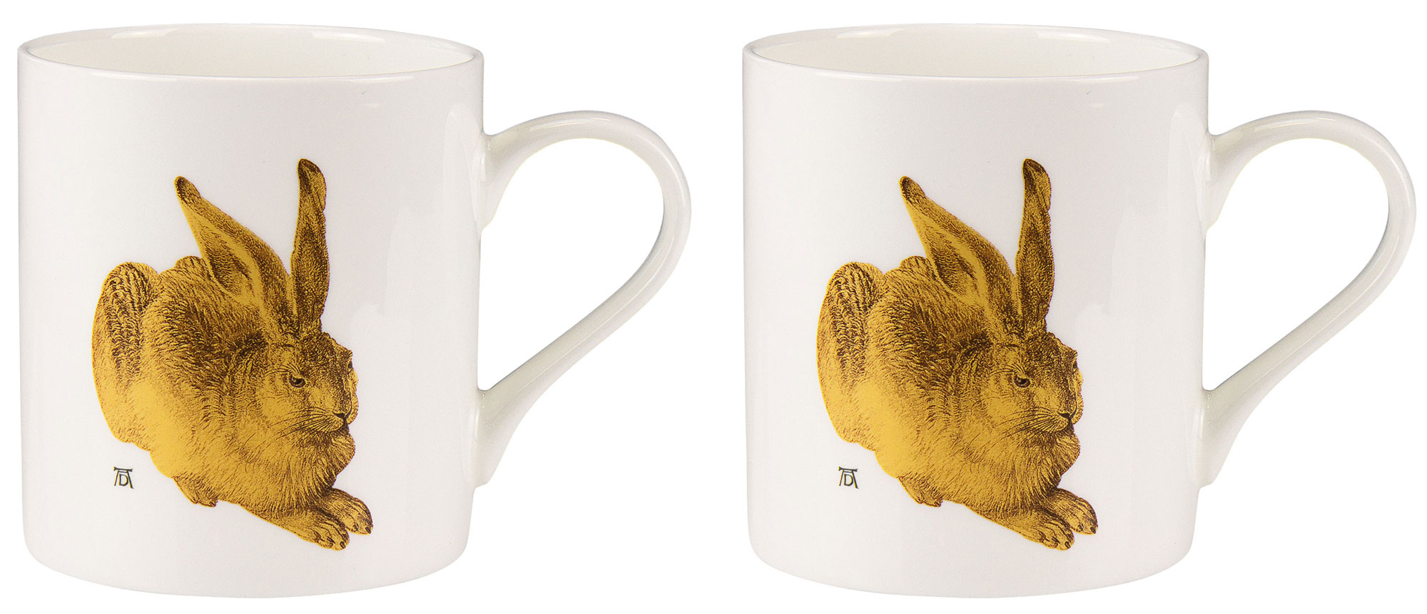 Set of 2 mugs "Gold Hare", porcelain by Albrecht Dürer