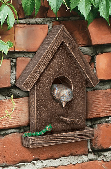 Gartenobjekt / Wandskulptur "Vogelhäuschen", Bronze