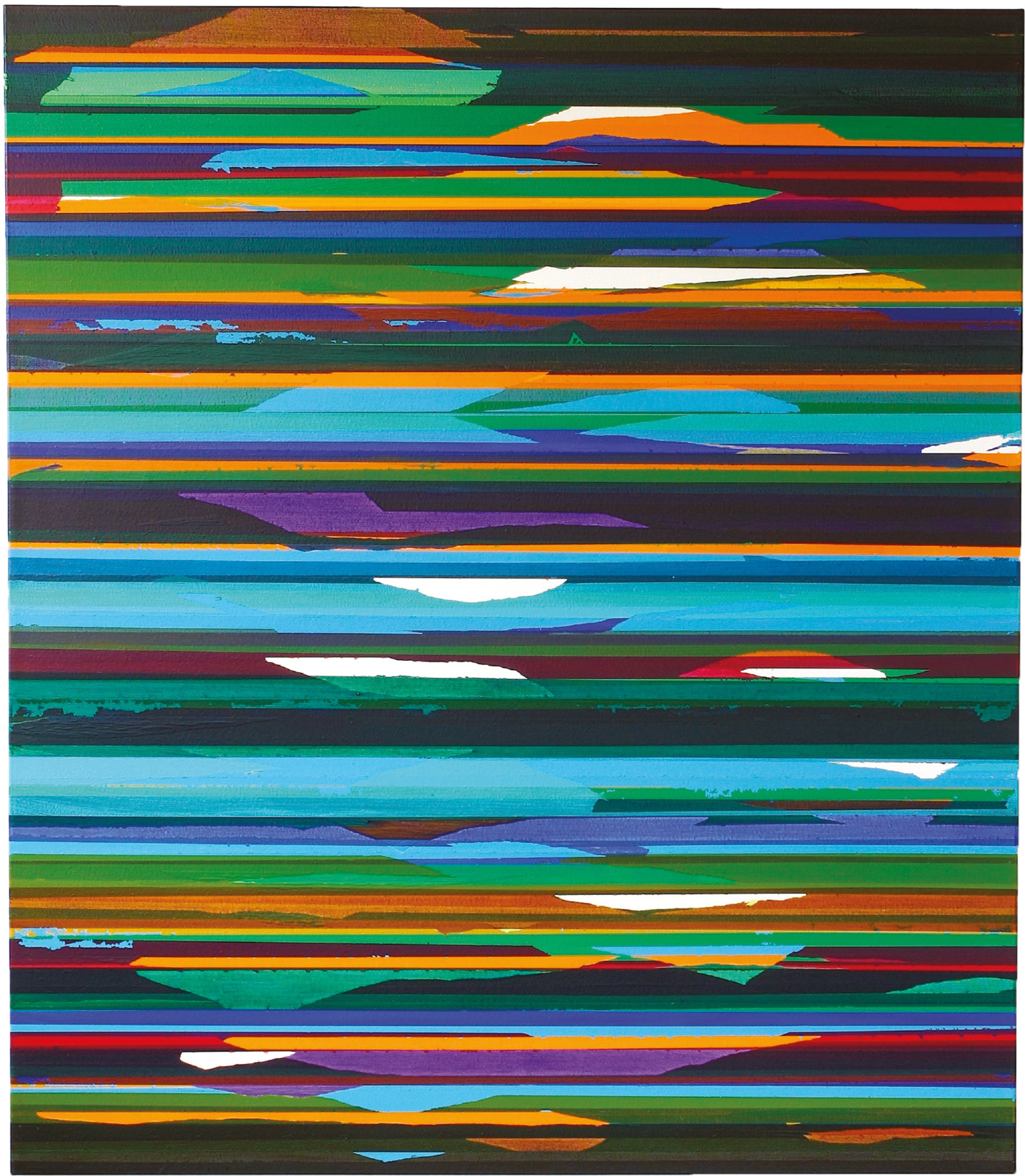 Ruri Matsumoto: Bild ‚Line blank space orange turquoise‘ (2018) (Unikat)