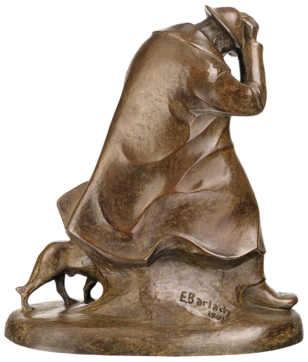 Skulptur "Schäfer im Sturm" (1908), Reduktion in Bronze von Ernst Barlach