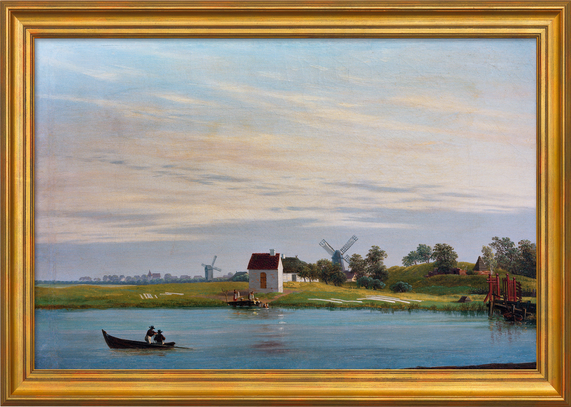 Picture "Landscape with Windmills" (c. 1822/23), framed by Caspar David Friedrich