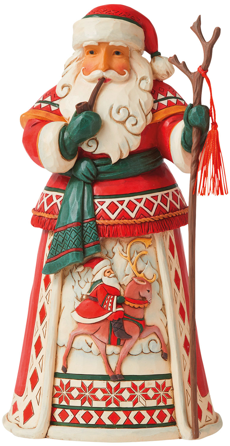 Skulptur "Weihnachtsmann mit Pfeife", Kunstguss von Jim Shore