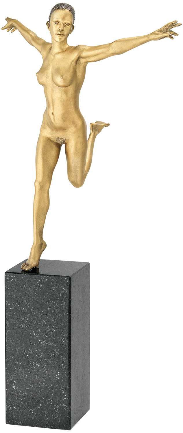 Sculpture "Freedom" (2021), bronze on marble pedestal by Leo Wirth