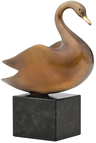 Sculpture "Swan", bronze by Falko Hamm