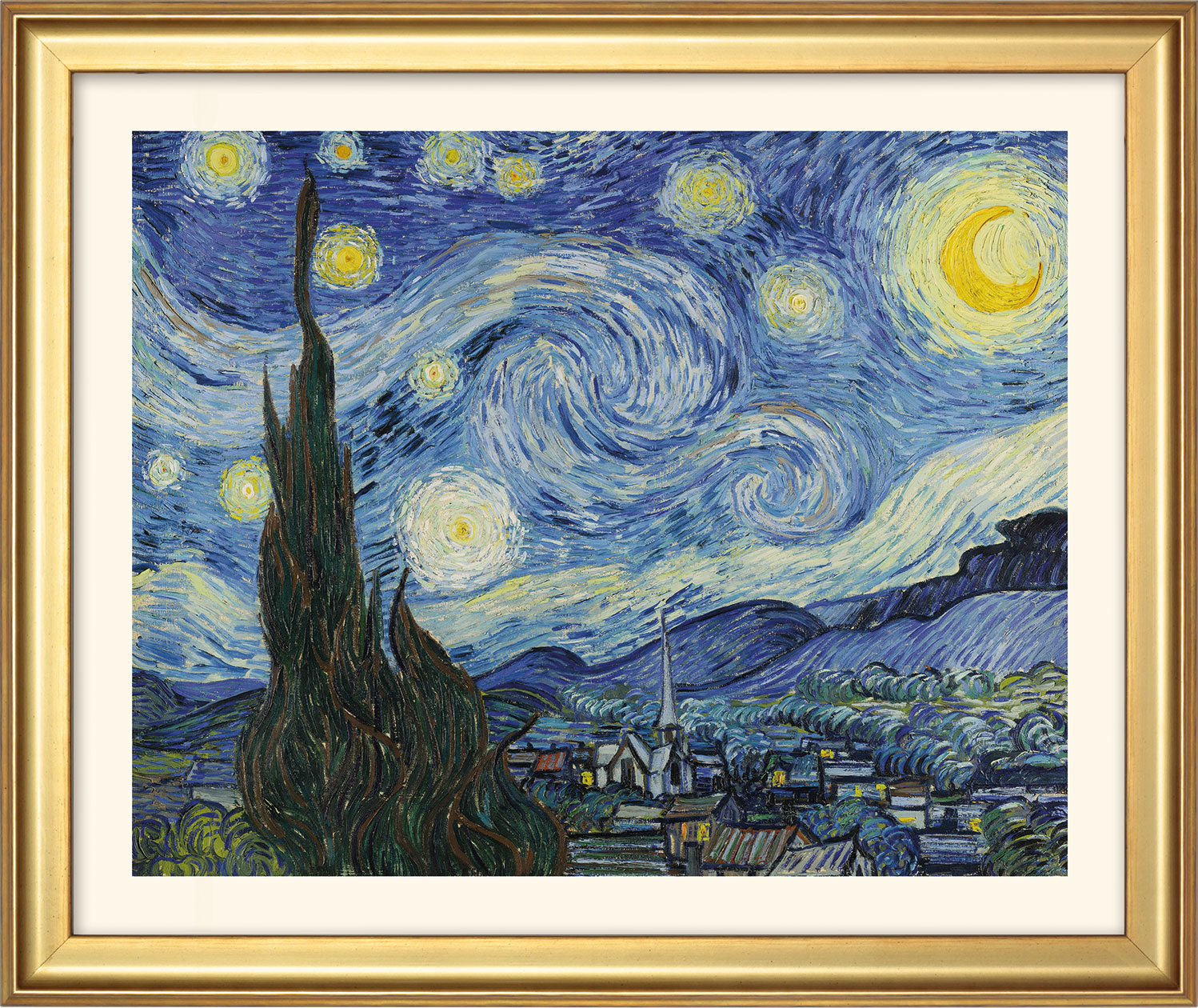 Bild "Sternennacht" (1889), gerahmt von Vincent van Gogh