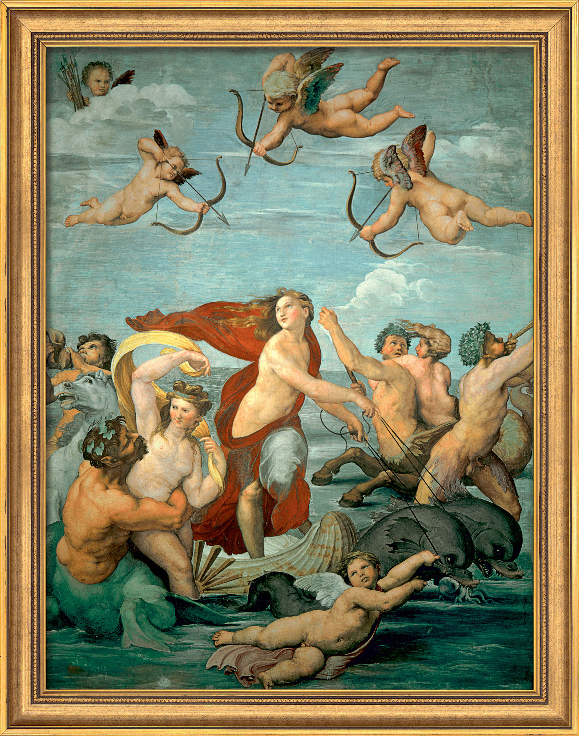 Bild "Triumph der Galatea" (1512/13), gerahmt von Raffaelo Santi