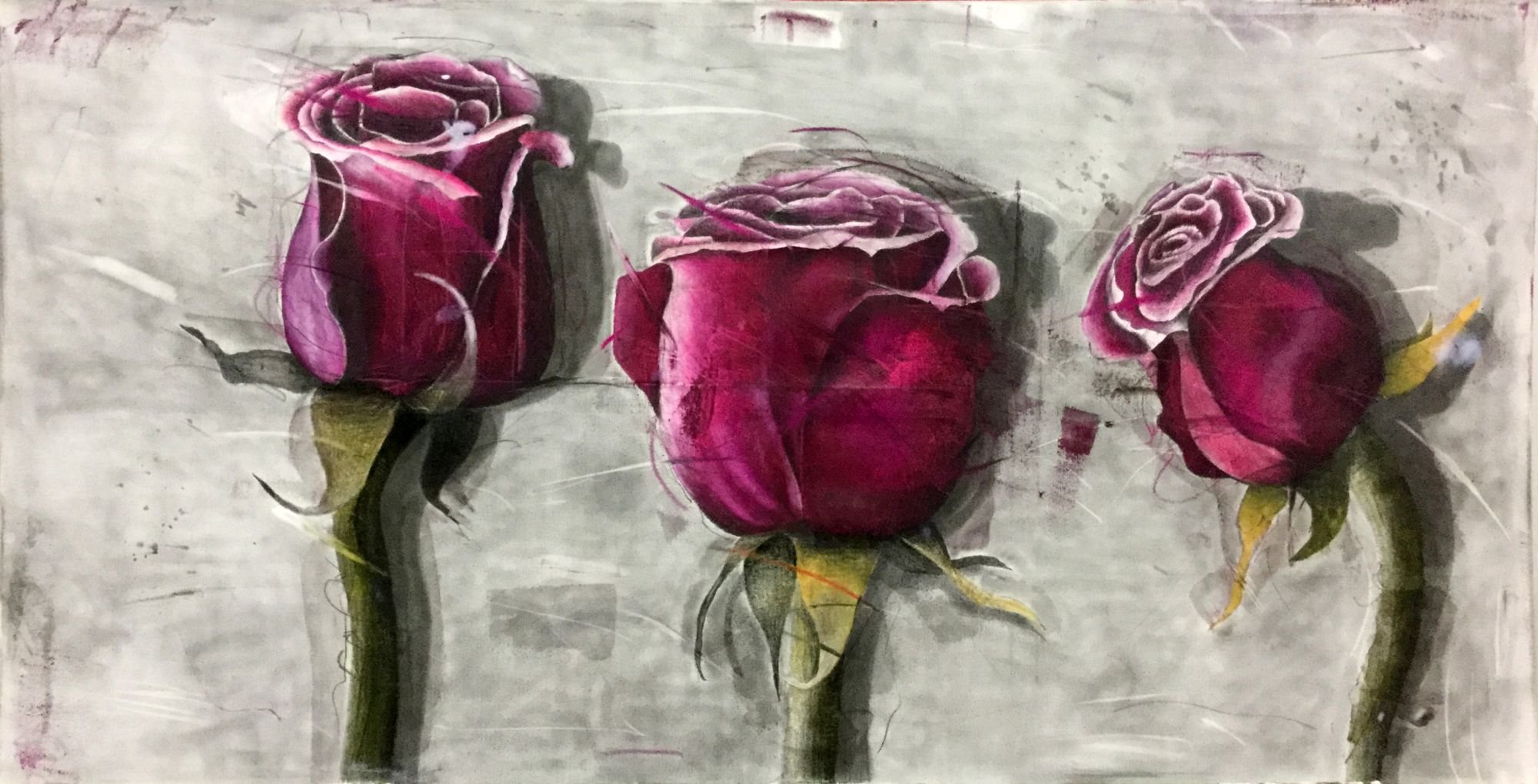 Josef Hirthammer: Bild ‚3 Rosen‘ (2017) (Unikat)