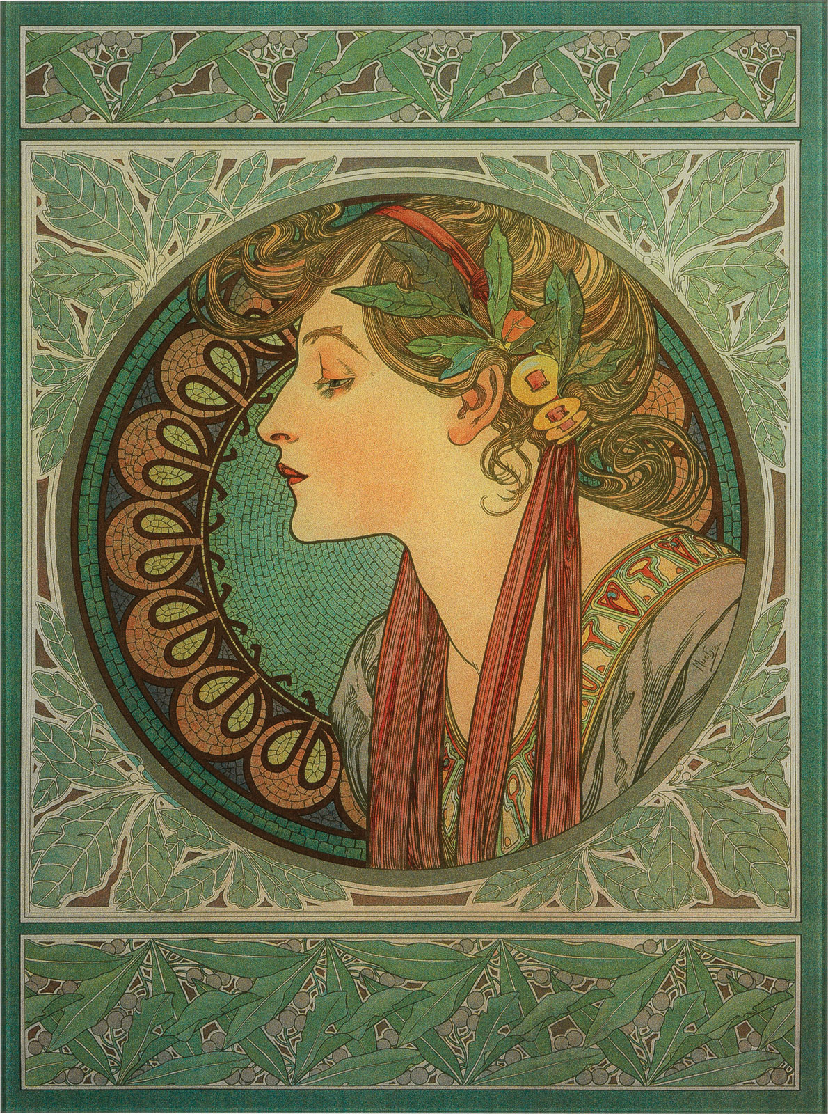 Glasbild "Lorbeer" (1901) von Alphonse Mucha